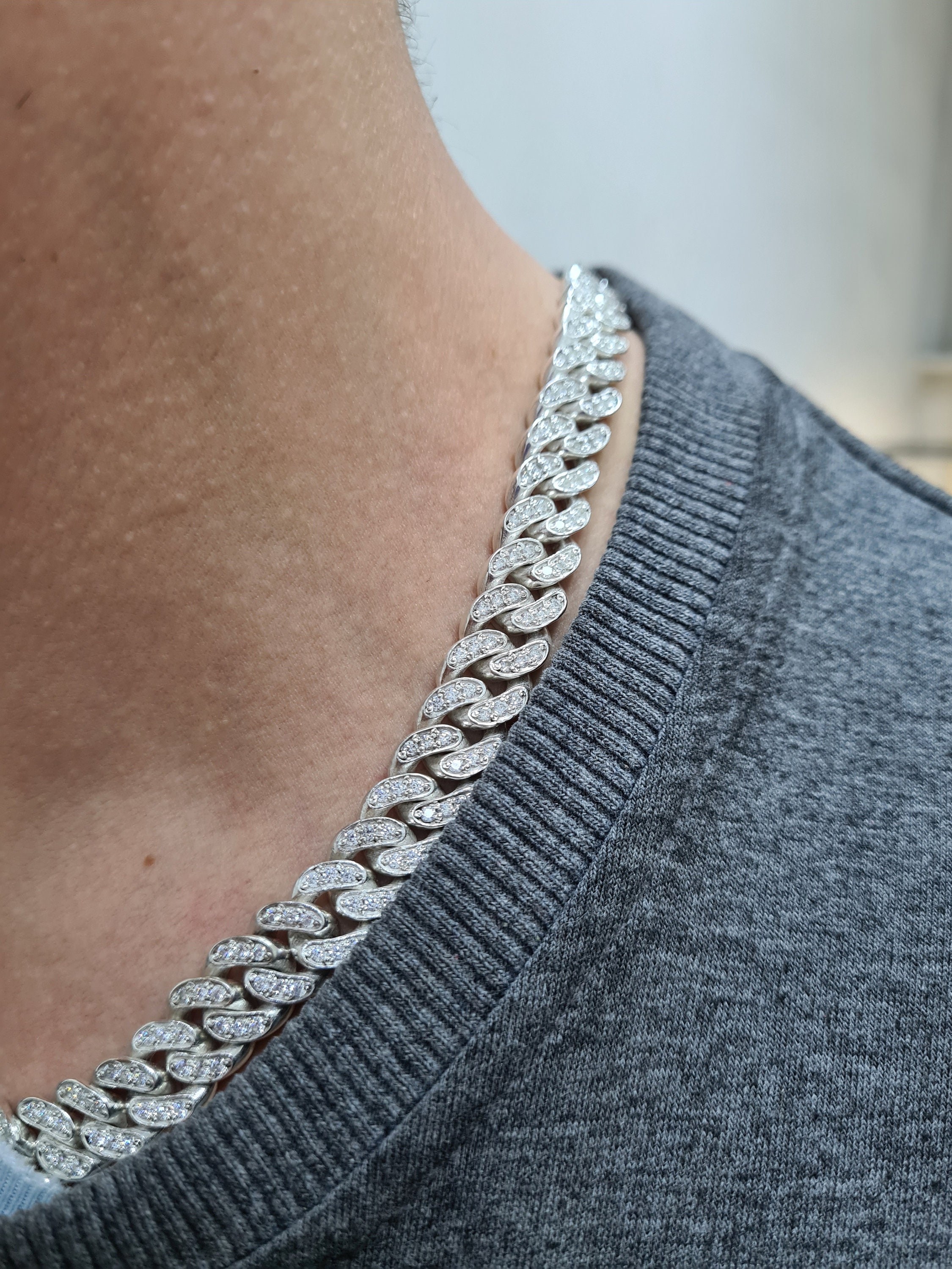 【BLACKPURPLE】Renin stone cubic chain necklace silver 45cm BLACKPURPLE (ブラックパープル) - Renin stone cubic chain