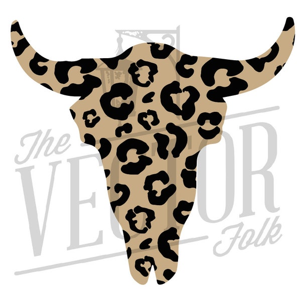 Cheetah Bull Skull Cut File, SVG File, Cricut Cut Files, Silhouette Cut Files, Cutting File, Sublimation Designs Downloads