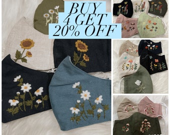 Handmade Floral Face Mask With Filter Pocket Linen Face Mask FREE 2 FILTER Handmade Floral Face Mask With Filter Pocket Linen Face Mask FREE 2 FILTER