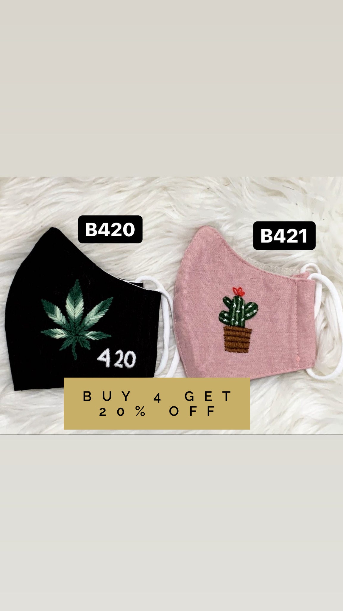 Embroidered Face Mask , cannabis face mask , Washable Reusable, Holid…