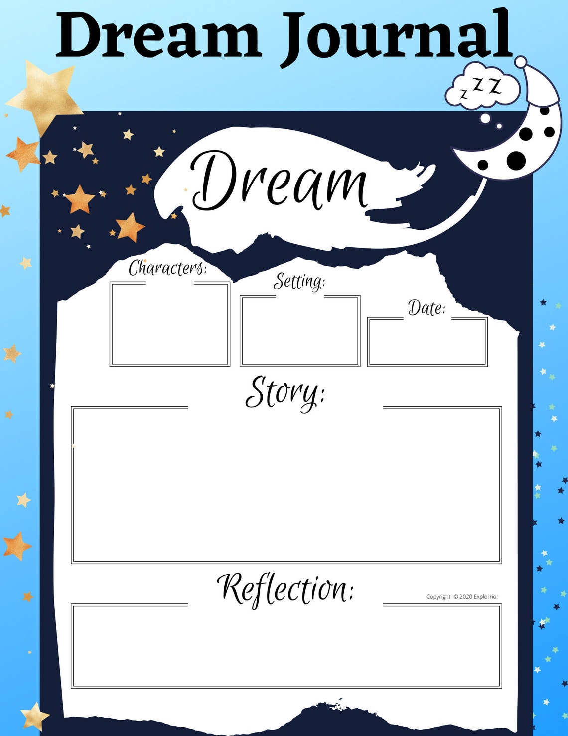 Dream Journal Printable Etsy