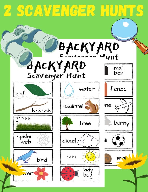 backyard scavenger hunt printable outdoor scavenger hunt etsy