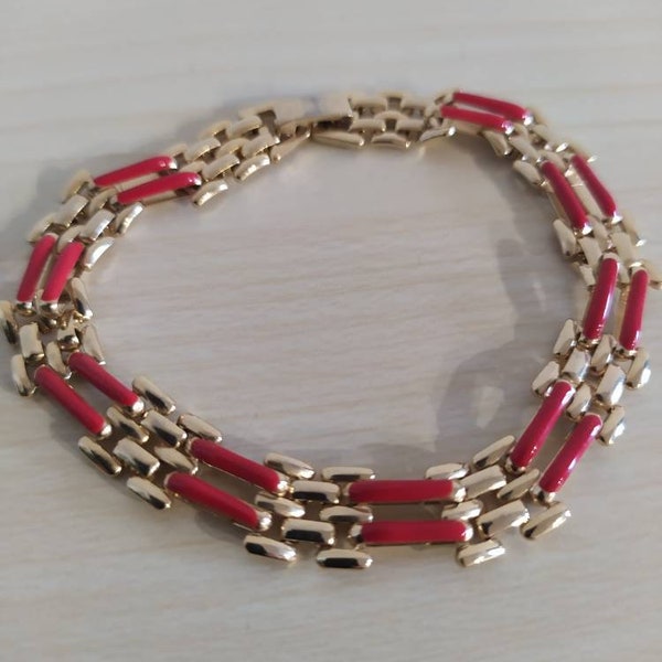 Vintage bracelet Avon doré et rouge