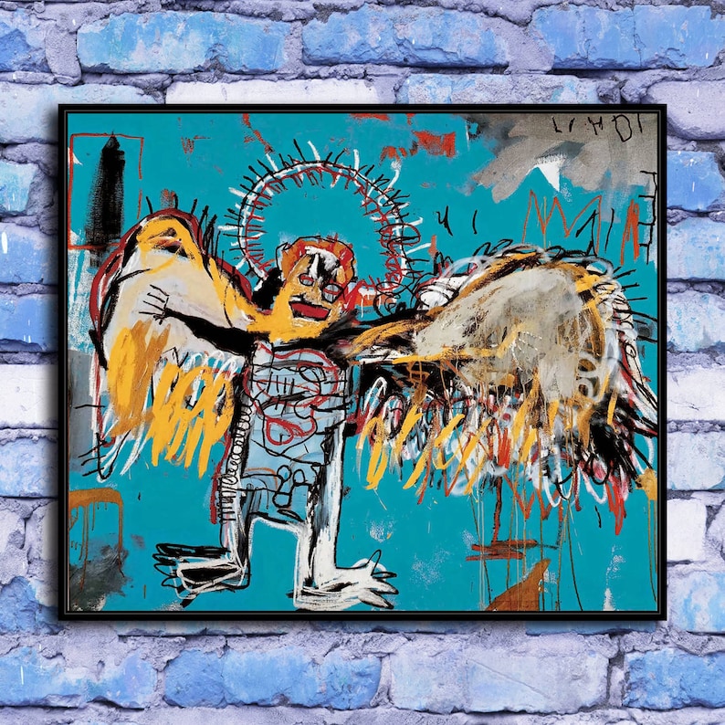 Jean-Michel Basquiat Fallen Angel New HD print on Canvas ready to hang large size wall Picture or Hand painted oil Painting 28x24 inches