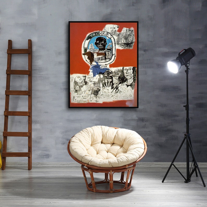 Jean-Michel Basquiat and Andy Warhol LOGO HD print on Canvas ready to hang large wall Picture or Hand painted oil Painting 32x24 inches