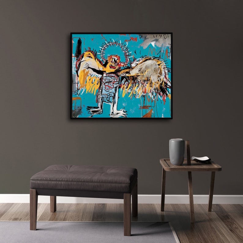 Jean-Michel Basquiat Fallen Angel New HD print on Canvas ready to hang large size wall Picture or Hand painted oil Painting 28x24 inches