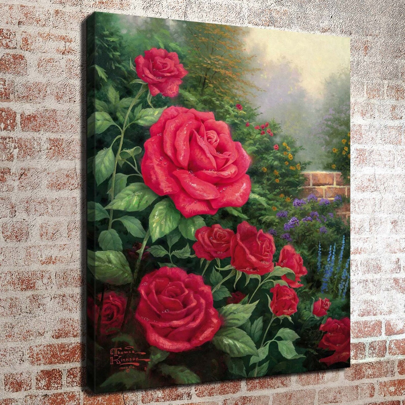 Thomas Kinkade Canvas Art Red Roses HD print on Etsy