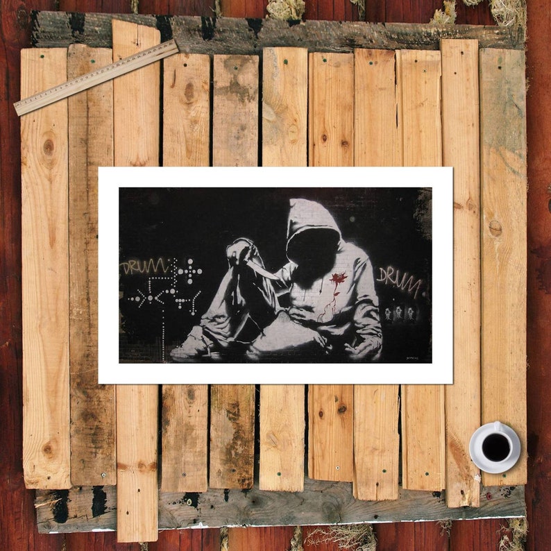 Banksy DRUM New HD print on Canvas ready to hang large size wall picture or handmade oil painting 36x20