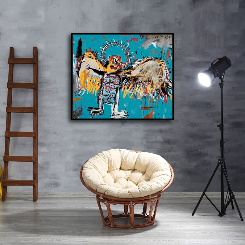 Jean-Michel Basquiat Fallen Angel New HD print on Canvas ready to hang large size wall Picture or Hand painted oil Painting 28x24 inches