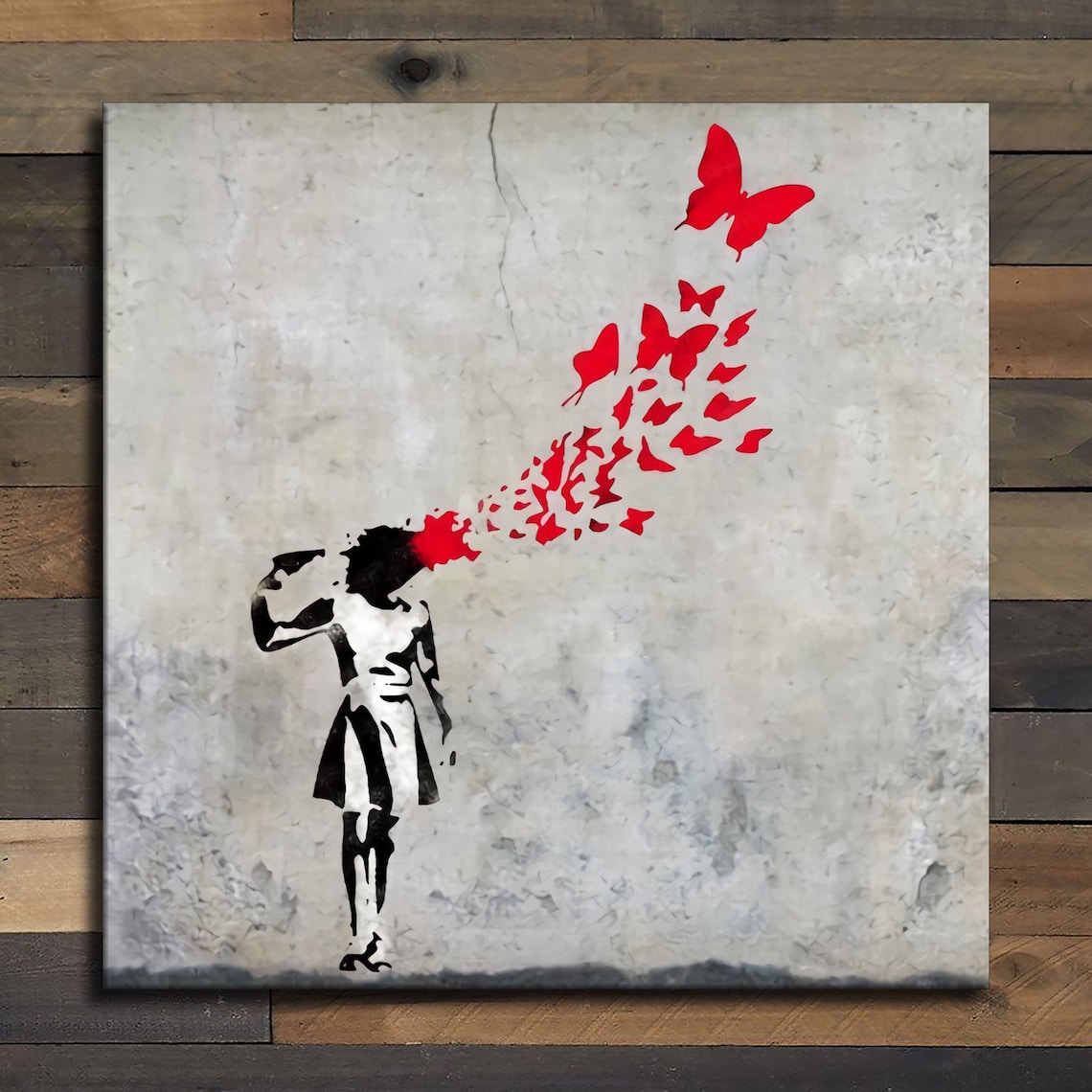 Banksy Headshot Butterfly New HD print on Canvas Etsy