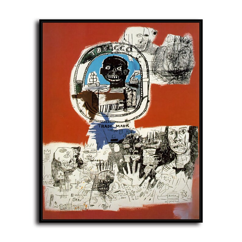 Jean-Michel Basquiat and Andy Warhol LOGO HD print on Canvas ready to hang large wall Picture or Hand painted oil Painting 32x24 inches
