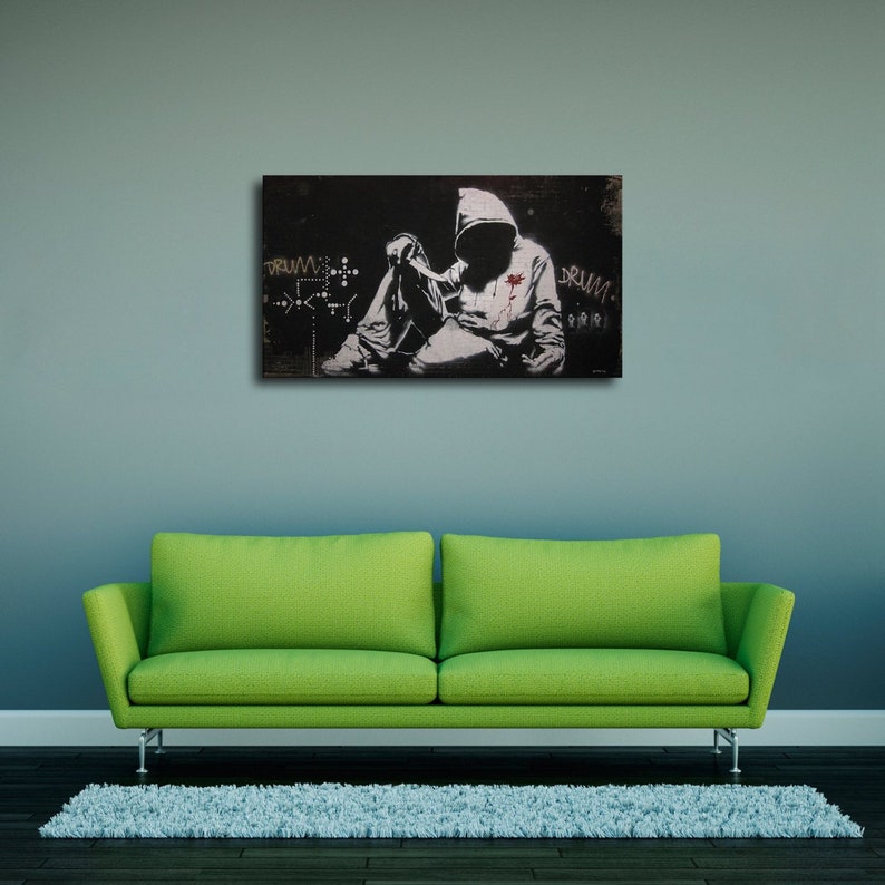 Banksy DRUM New HD print on Canvas ready to hang large size wall picture or handmade oil painting 36x20