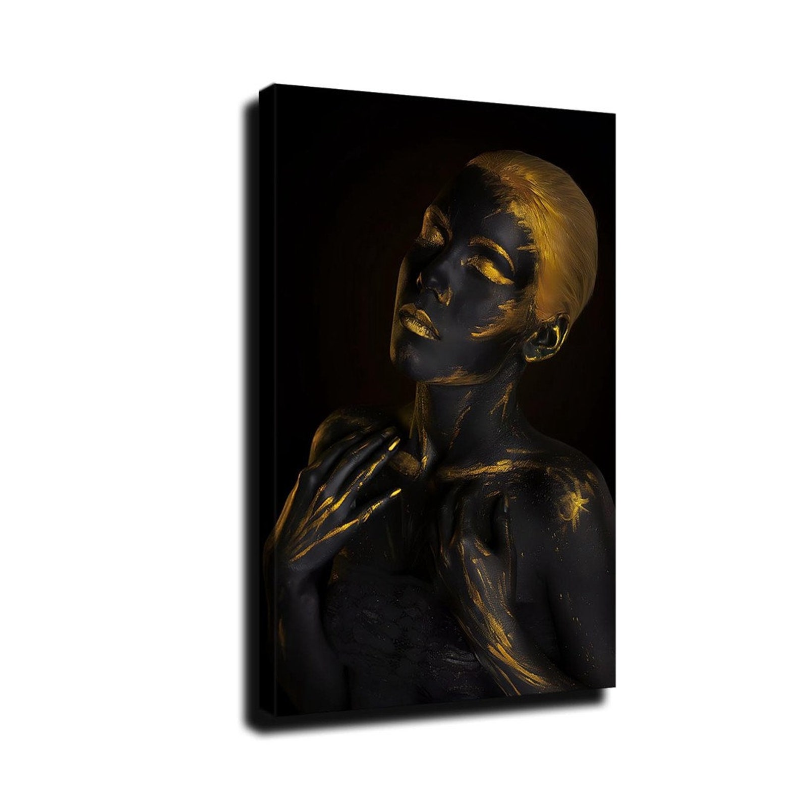 African Art Black and Gold Modern Woman New HD print on Canvas Etsy