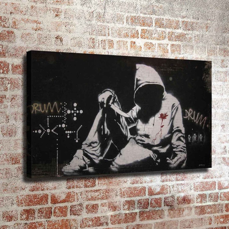Banksy DRUM New HD print on Canvas ready to hang large size wall picture or handmade oil painting 36x20