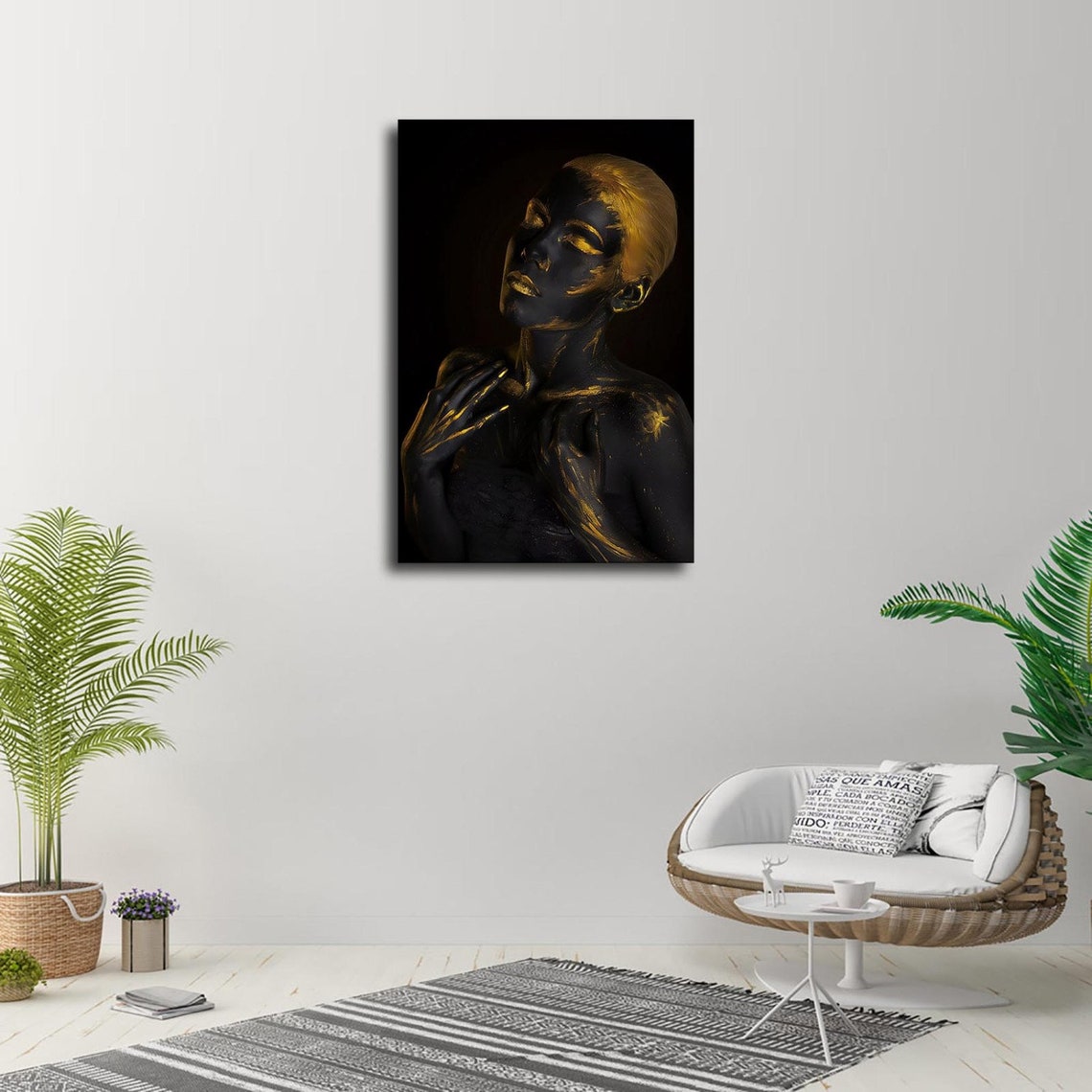African Art Black and Gold Modern Woman New HD print on Canvas Etsy