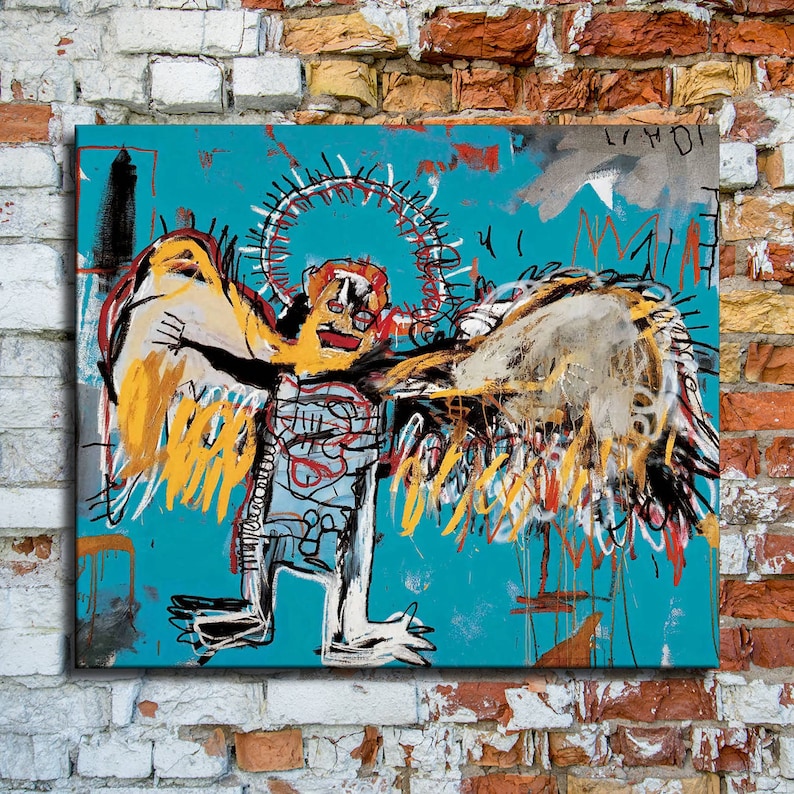 Jean-Michel Basquiat Fallen Angel New HD print on Canvas ready to hang large size wall Picture or Hand painted oil Painting 28x24 inches