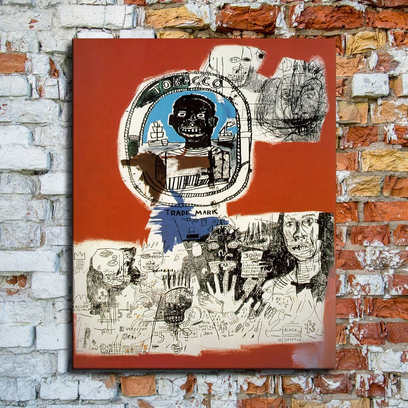 Jean-Michel Basquiat and Andy Warhol LOGO HD print on Canvas ready to hang large wall Picture or Hand painted oil Painting 32x24 inches