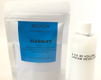 4 oz Redken Flash Lift Blonde idol Hair bleach lightener and 4 oz developer Kit