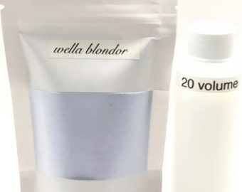 Haarkleurbleekset, lichter. Wella Blondor met 20 volume, handschoenen en haarverwerkingskap. Koop er 2, krijg er 1 gratis