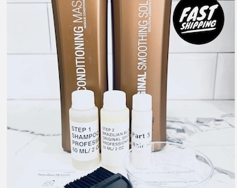 2 oz originele Braziliaanse gladmakende haarbehandeling: shampoo, gladmakende behandeling en haarmasker. Limited Edition zolang het duurt.