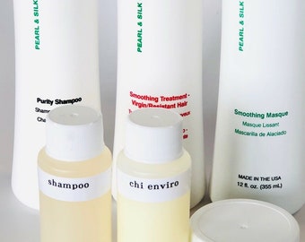 2.5 オンスの Chi Enviro スムージング ヘア キット。髪のタイプをお選びください: バージン、カラー、またはハイライト。