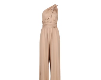 Champagne Multiway Infinity Bridesmaid jumpsuit for Weddings