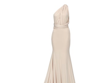 Oyster fishtail Multiway Infinity Bridesmaid Dress for Weddings