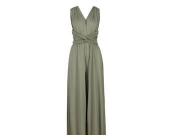 Olive Green Multiway Infinity Bridesmaid jumpsuit for Weddings