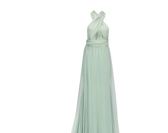 Sage Green fishtail Multiway Infinity Bridesmaid Dress for Weddings