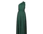 green emerald velvet dress Classic Multiway Infinity Dress In Forest Green For Sale - Bridesmaids  Dresses main image 1