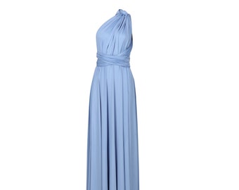 Robe de demoiselle d'honneur infini multipositions bleu poudré pour mariages