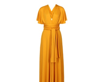 Mustard Yellow Multiway Infinity Bridesmaid Dress for Weddings