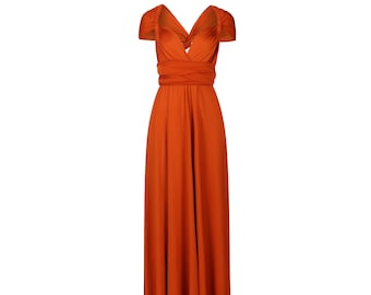 Rust Orange Multiway Infinity Bridesmaid Dress for Weddings