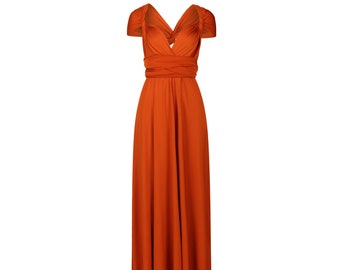Rost Orange Multiway Infinity Brautjungfer Kleid für Hochzeiten