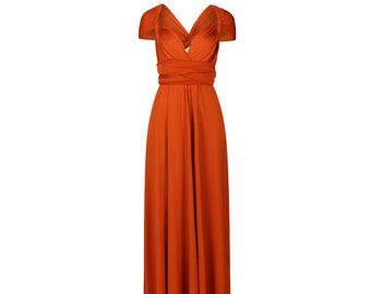 Rust Orange Multiway Infinity Bridesmaid Dress for Weddings