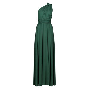 One Shoulder Front Split Maxi Dress - Emerald Green