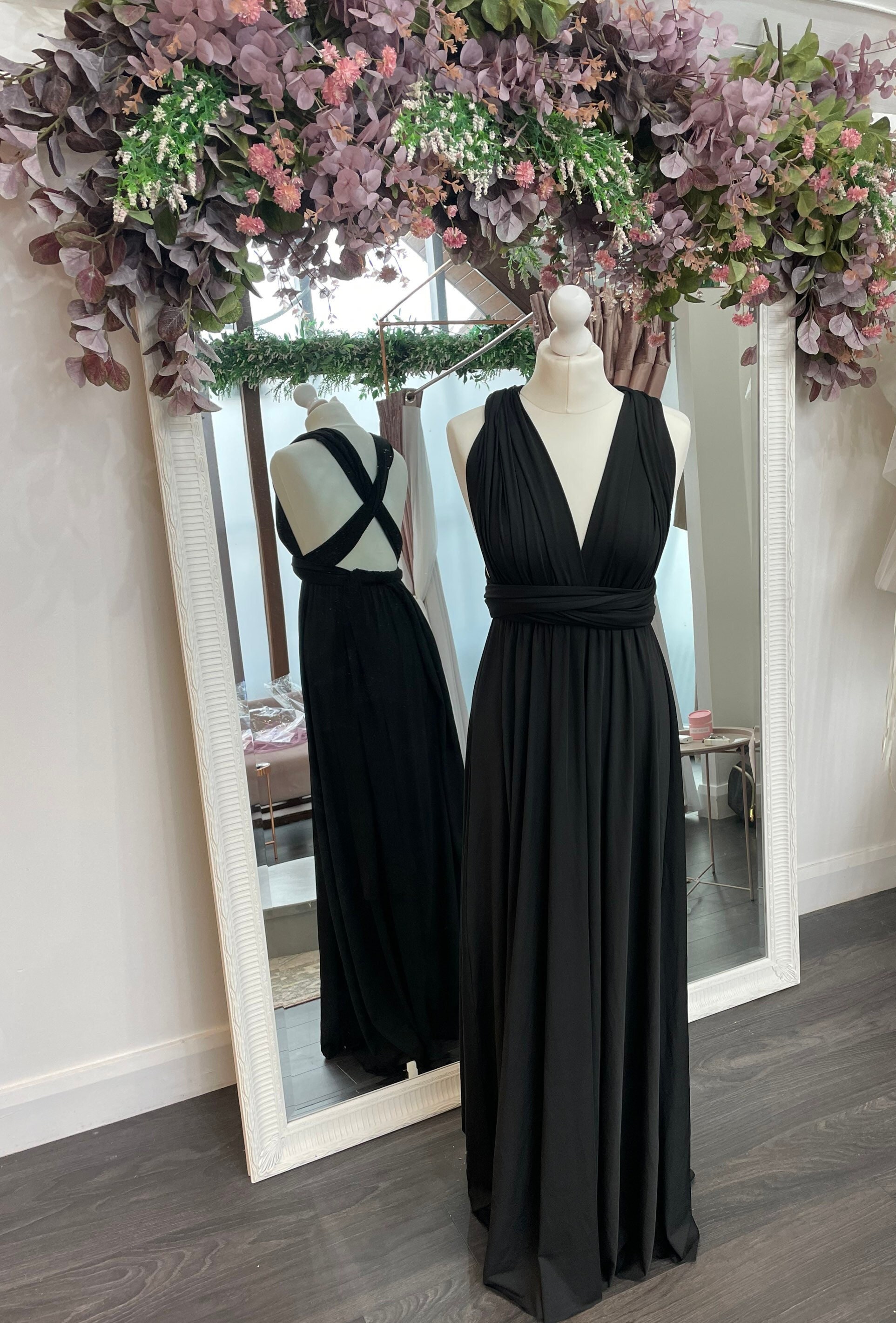 black multiway dress Infinity Bridesmaid for Weddings And the bonus twist Smock Dress A-Line Black Gothic Lace Select your size:17.5