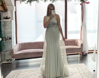 Fossil Green Fishtail Multiway Infinity Bridesmaid Dress for Weddings - Etsy