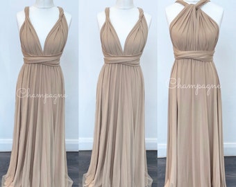 Champagne Multiway Infinity Bridesmaid Dress for Weddings