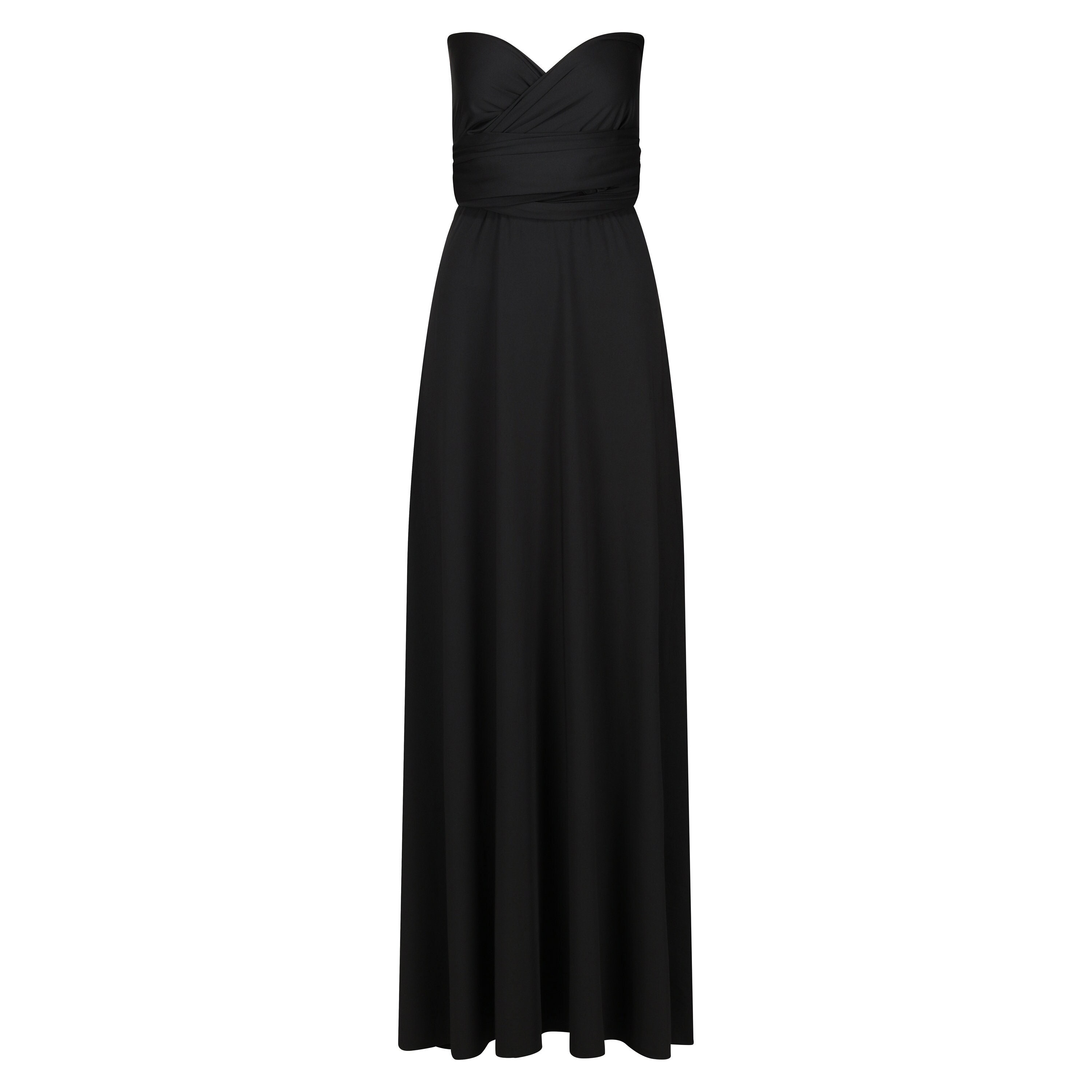 black multiway dress Goddiva Scuba & Polka Mesh Bella Bow Multiway Maxi Dress main image 0