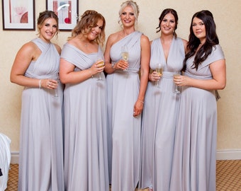 Dove Grey Multiway Infinity Bridesmaid Dress for Weddings