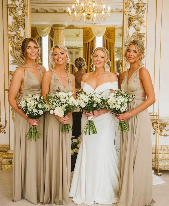 taupe bridesmaid dress