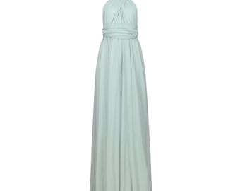 slim fit dress slacks Edith Infinity Convertible Ruched Floor Length Chiffon Bridesmaid Dresses, Dusty Sage