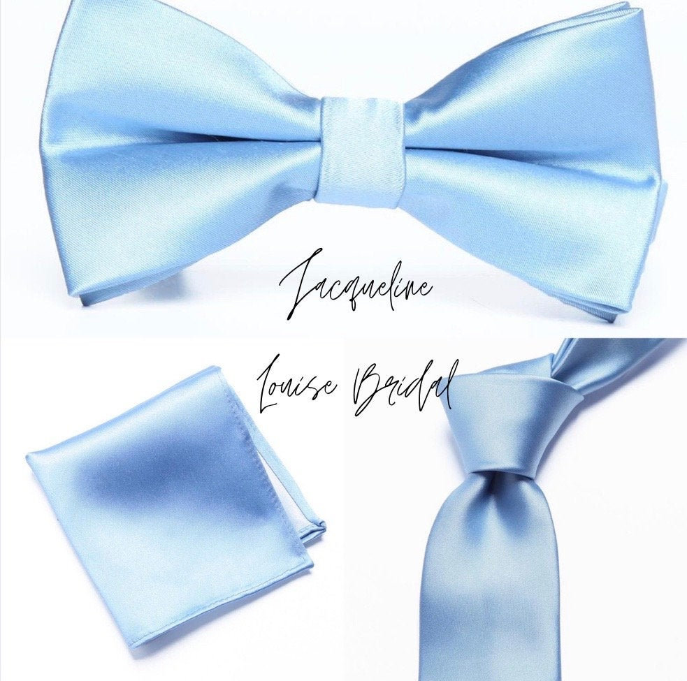Dusty Blue Groomsmen Bow Tie Tie and Pocket Square Set for Etsy UK