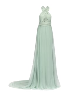 fishtail bridesmaid dress Sage Green Multiway Infinity for Weddings Size:52/5XL sun dress for wedding Color_Ivory Blu Pepper Floral Front