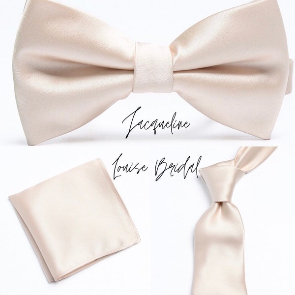 Oyster Groomsmen Bow tie, tie and pocket square set for weddings