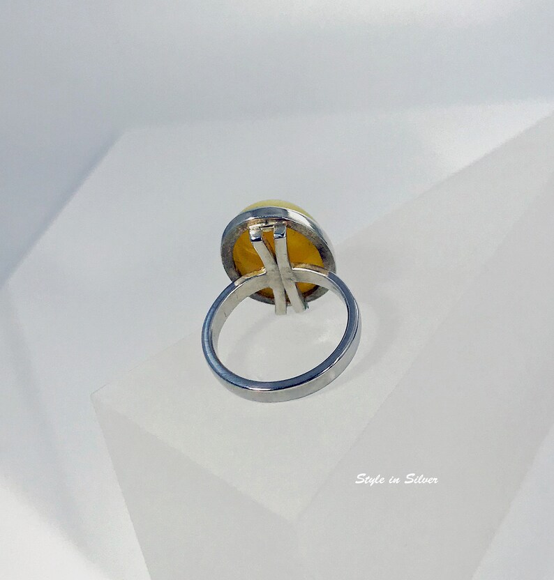 Yellow Opal Sterling Silver Ring.