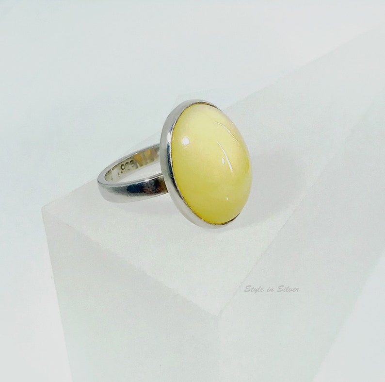 Yellow Opal Sterling Silver Ring.