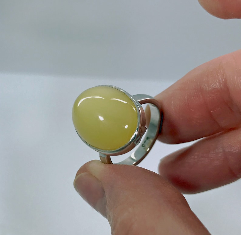 Yellow Opal Sterling Silver Ring.