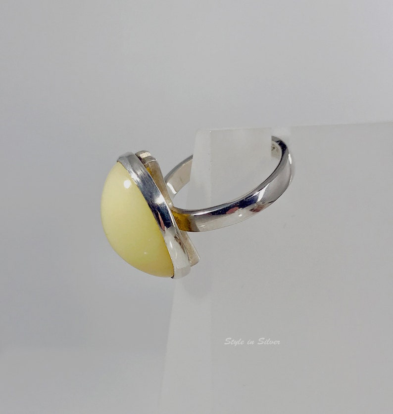 Yellow Opal Sterling Silver Ring.